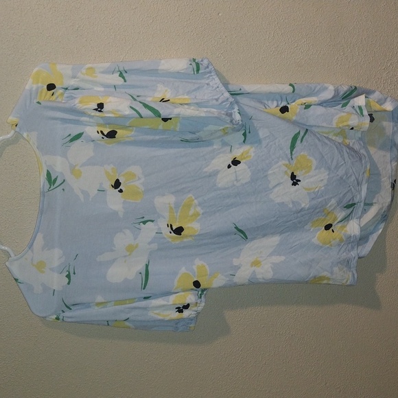 Ann Taylor Floral Puff Sleeve Faux Wrap Top - NWT - large - Picture 5 of 6